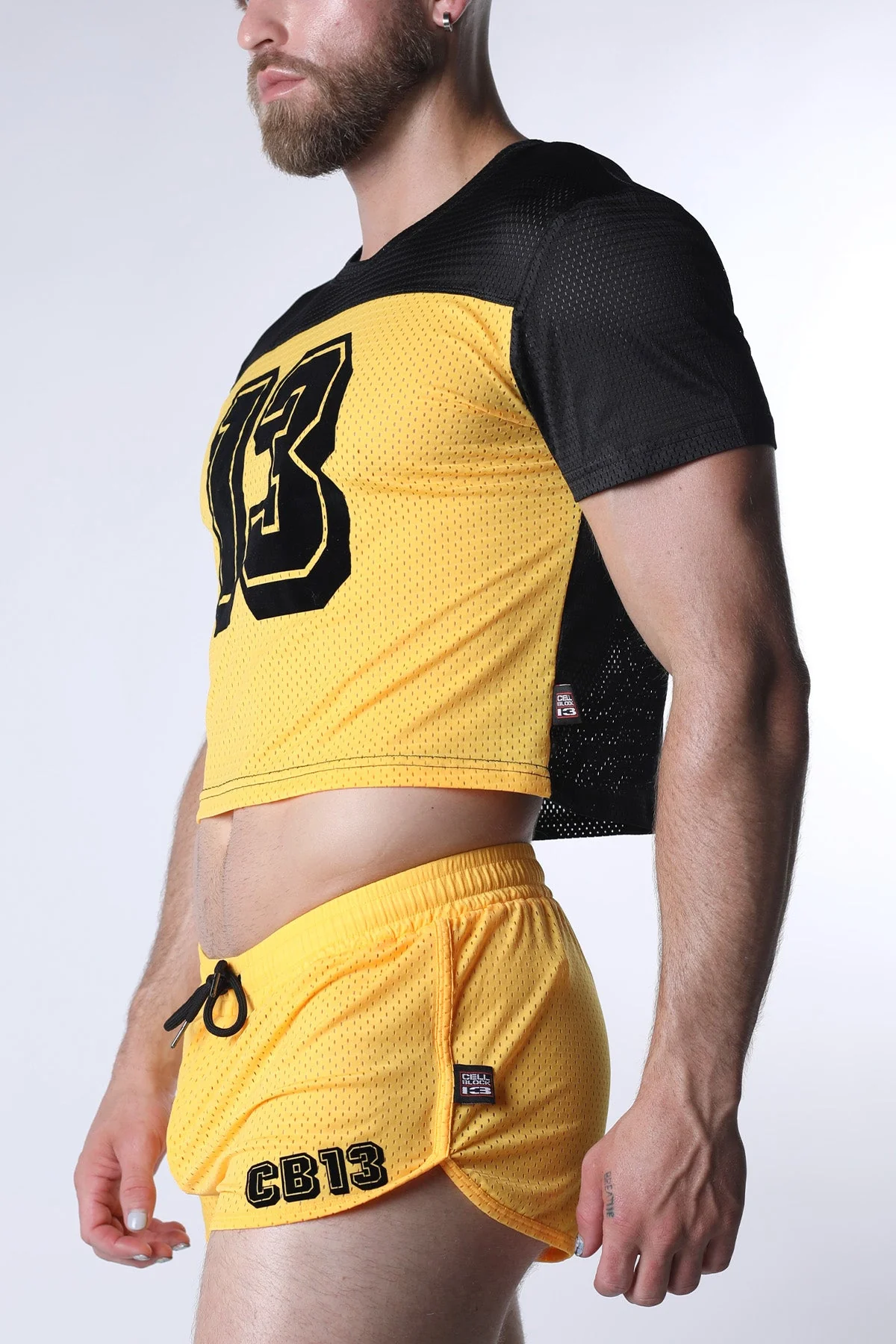 CELLBLOCK 13 Starter Mesh Crop Tee - Yellow - Image 3