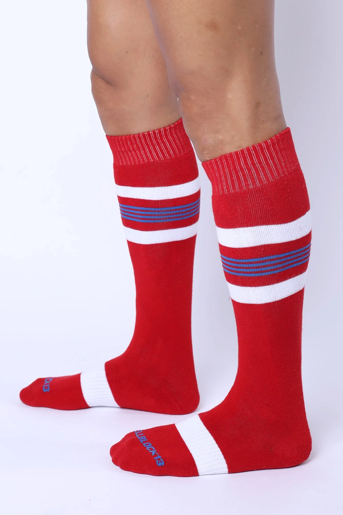 CELLBLOCK 13 Tight End Knee High Socks Red - Image 2
