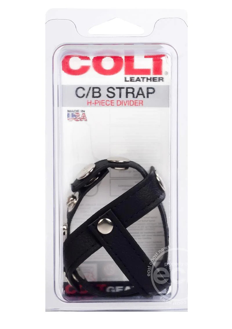 COLT Leather C/B Strap H Piece Divider Cock Ring - Black - Image 2