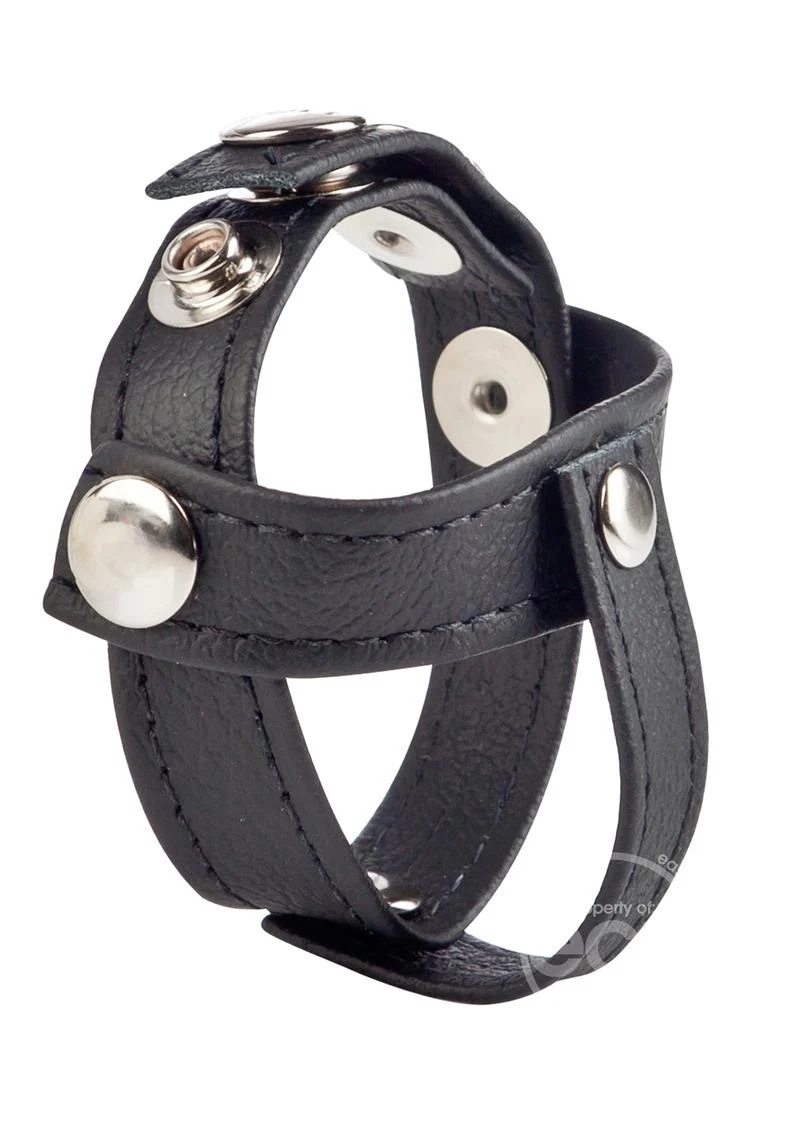 COLT Leather C/B Strap H Piece Divider Cock Ring - Black - Image 3