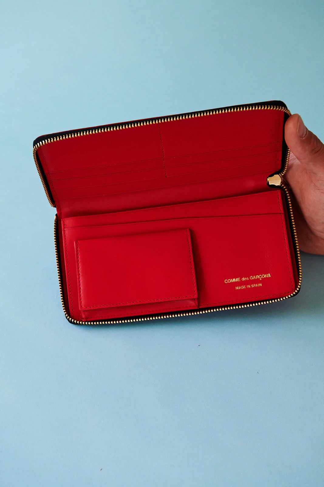 Comme des Garçons Huge Logo Zip Around Travel Wallet (Red) - Image 12