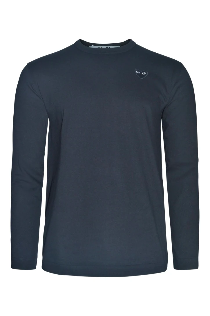 COMME des GARÇONS PLAY Black Heart on Black Long Sleeve T-Shirt - Image 2