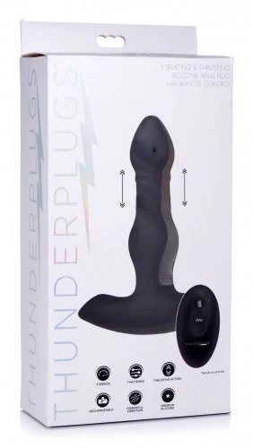 Silicone Vibrating & Thrusting Anal Plug with Remote Control - Image 5