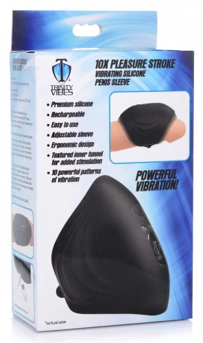 10X Pleasure Stroke Vibrating Silicone Penis Sleeve - Image 3