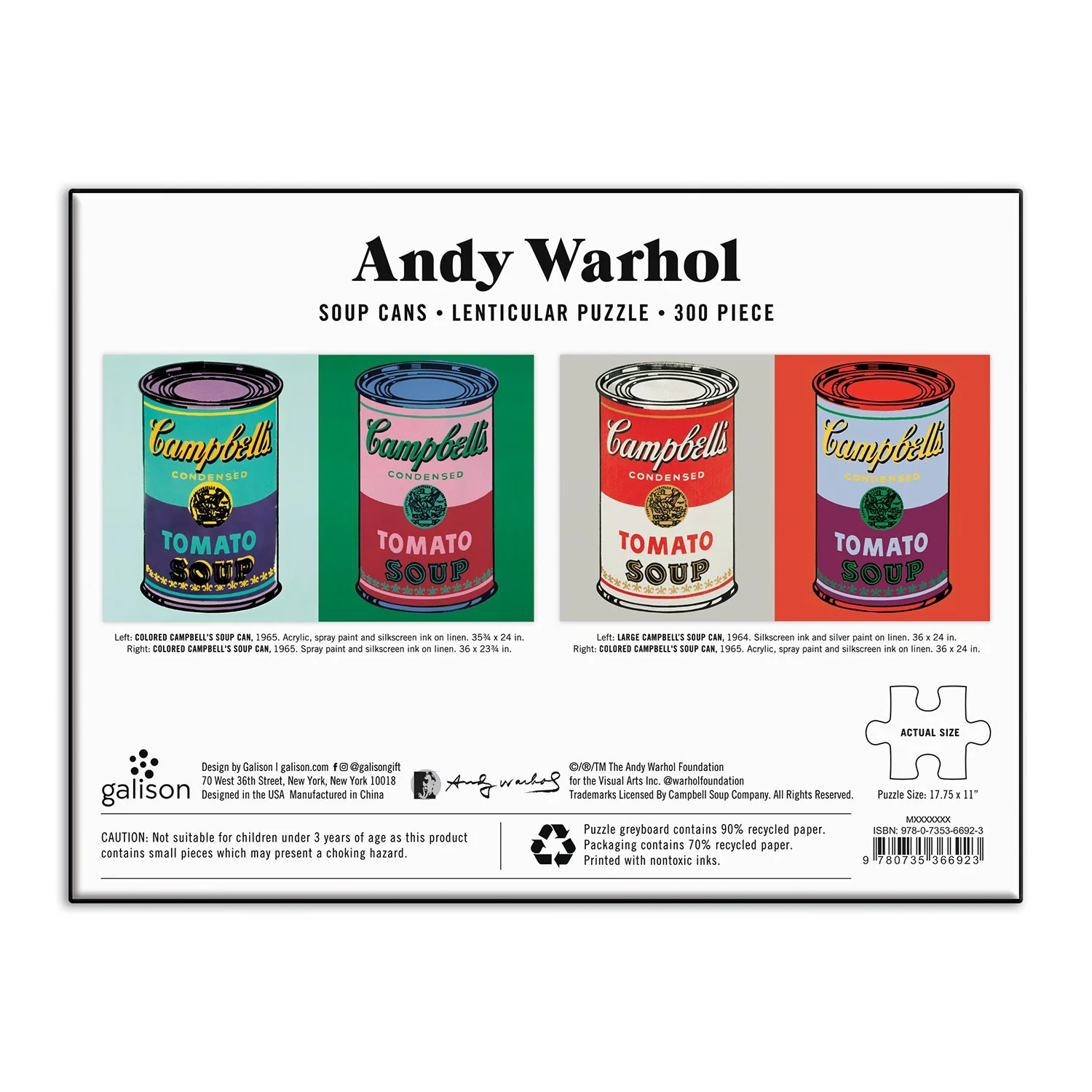Andy Warhol Soup Cans 300 Piece Lenticular Jigsaw Puzzle - Image 3