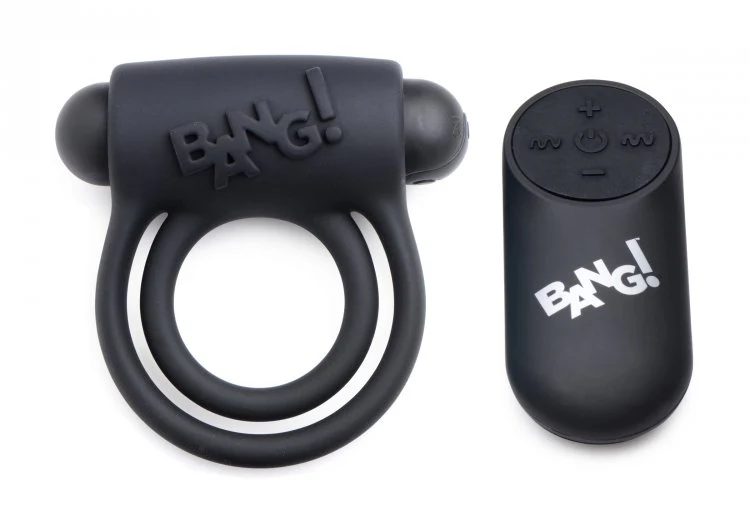 BANG Remote Control 28X Vibrating Cock Ring & Bullet - Black - Image 3