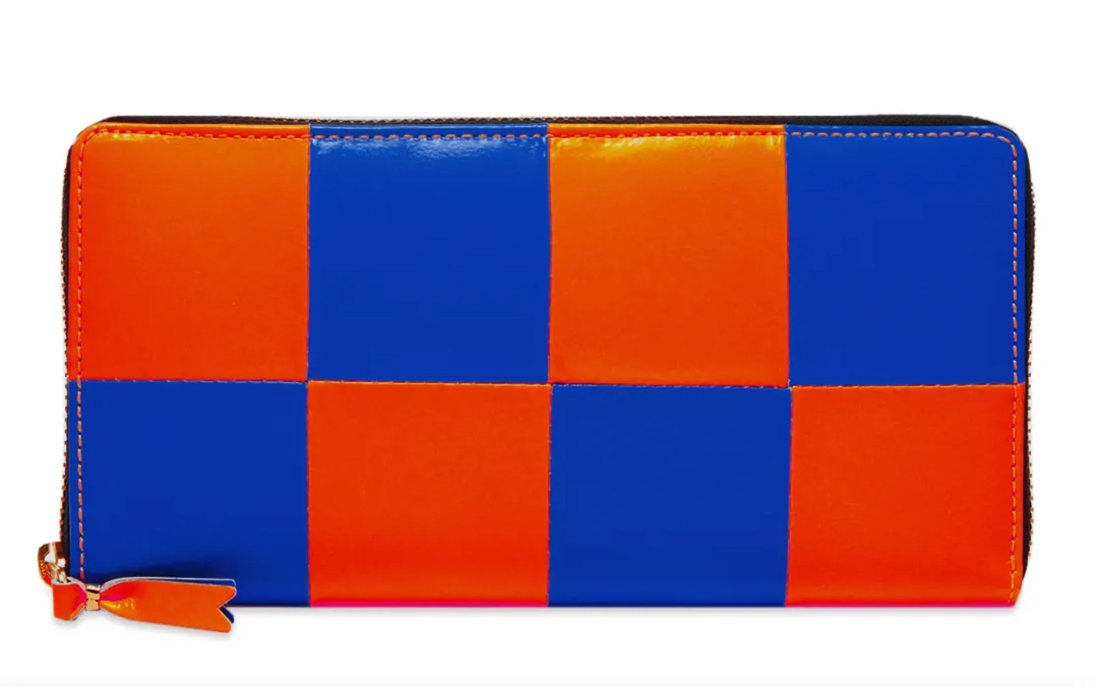 COMME DES GARÇONS FLUO SQUARES ZIP WALLET ORANGE / BLUE - Image 2