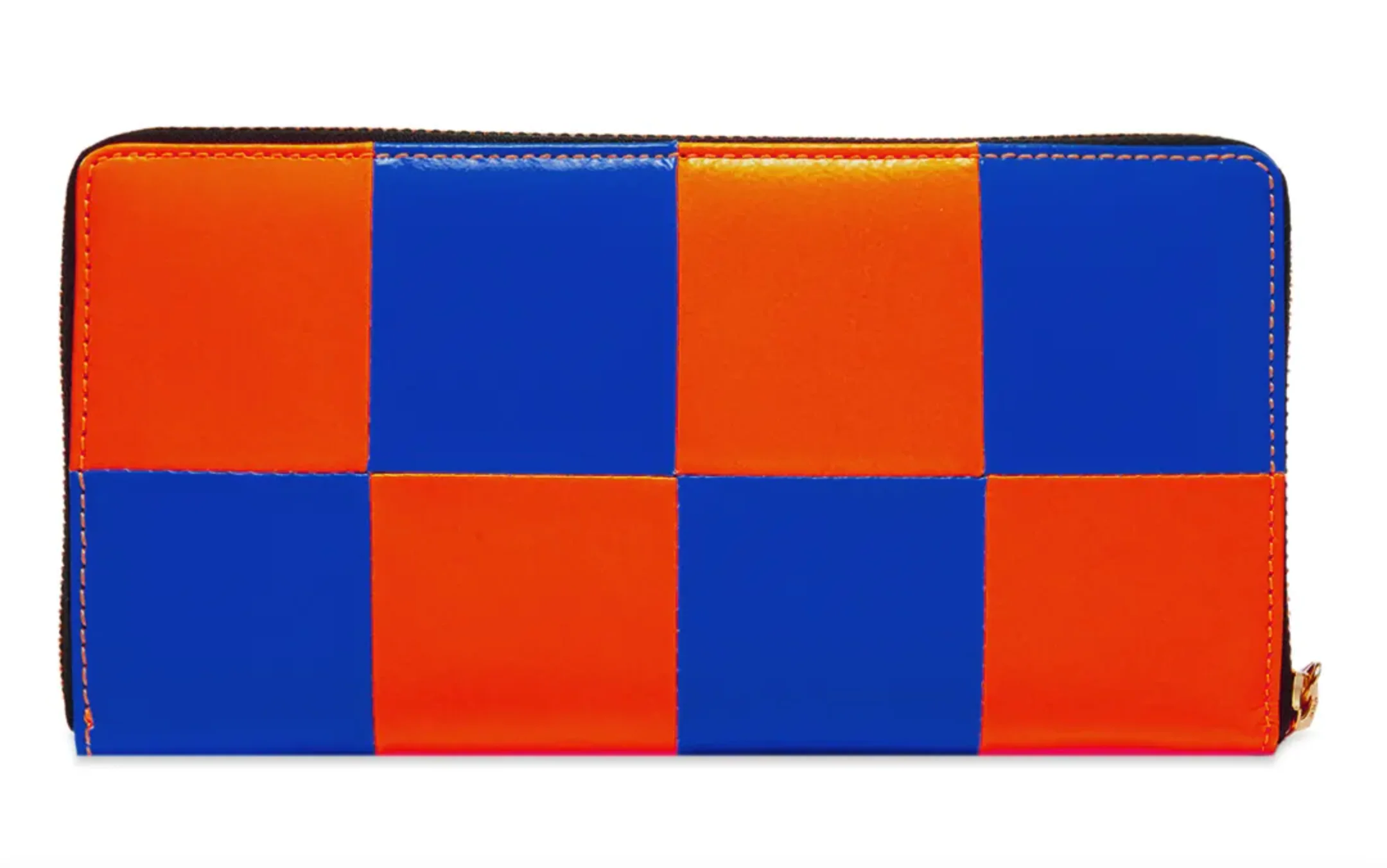 COMME DES GARÇONS FLUO SQUARES ZIP WALLET ORANGE / BLUE - Image 3