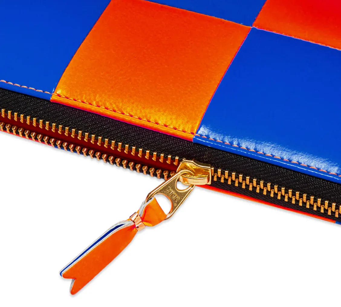 COMME DES GARÇONS FLUO SQUARES ZIP WALLET ORANGE / BLUE - Image 4