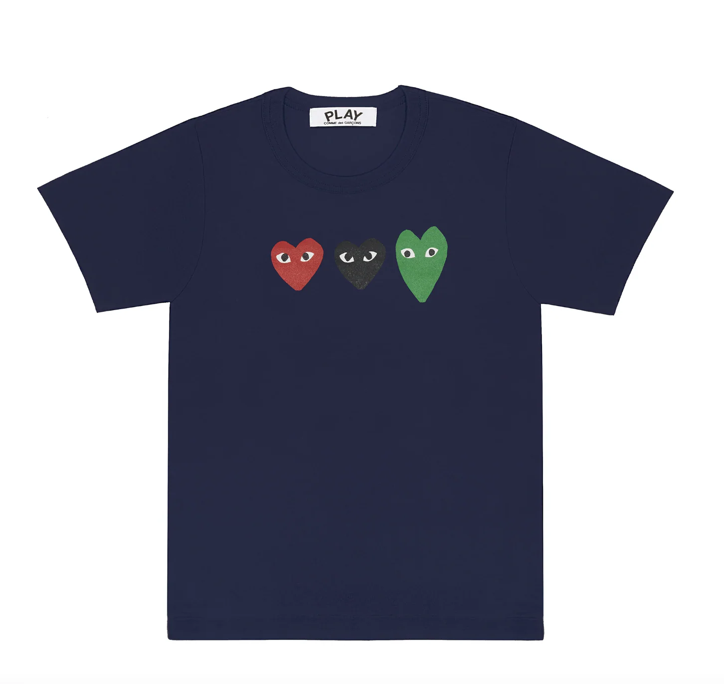 COMME des GARÇONS PLAY 3 HEARTS NAVY T-SHIRT - Image 2