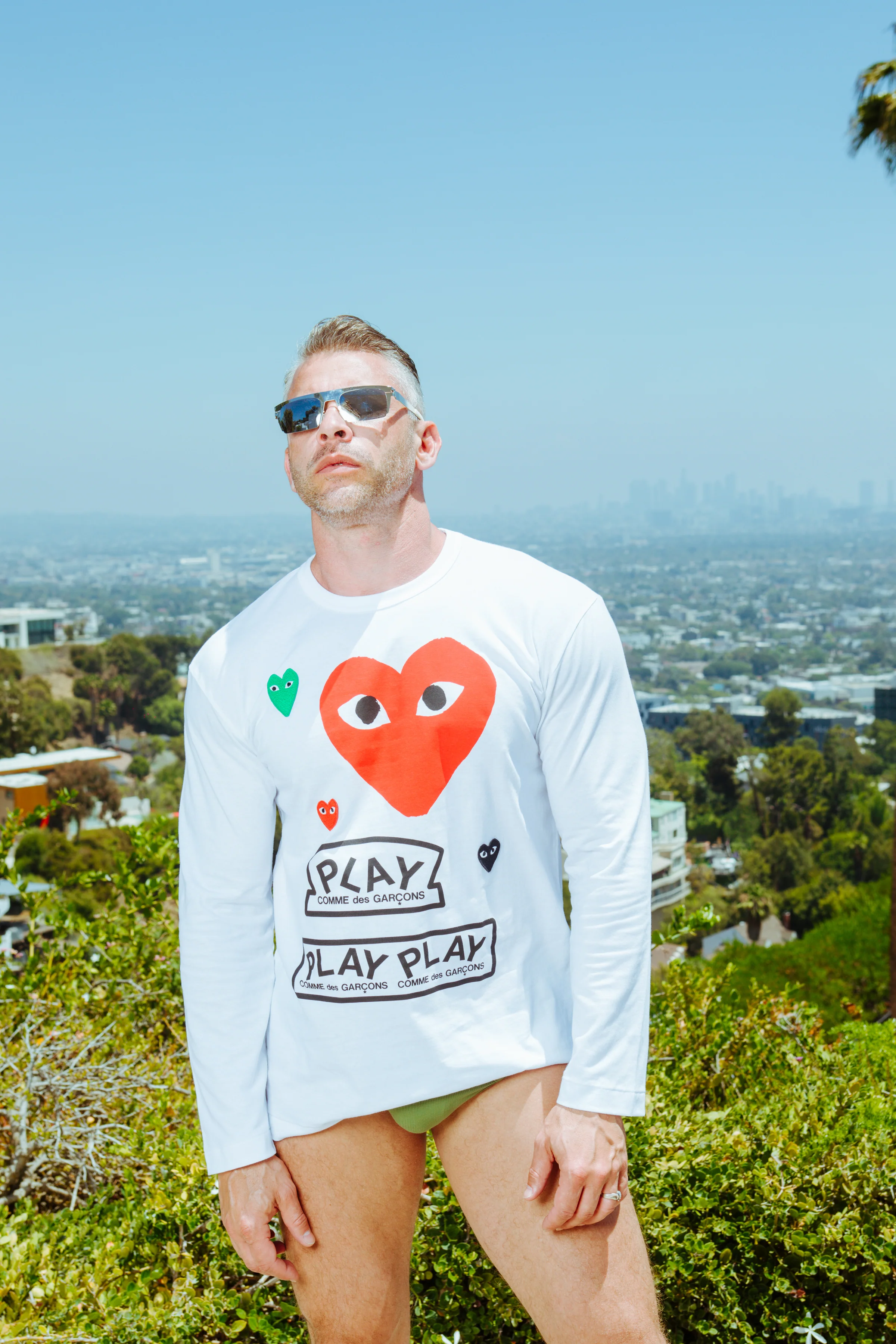COMME des GARÇONS PLAY Red Heart WHITE LONG SLEEVE T-SHIRT - Image 3