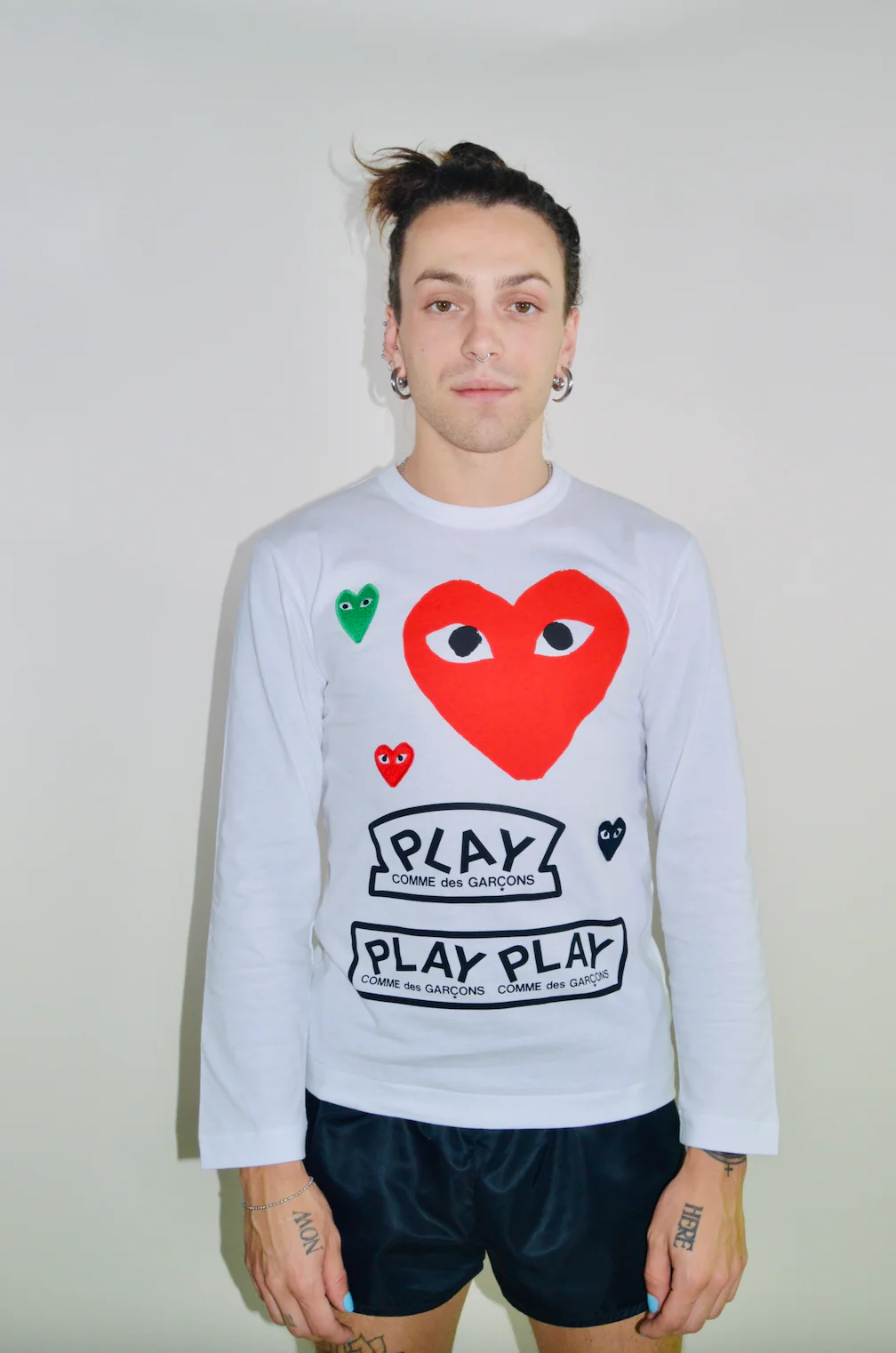 COMME des GARÇONS PLAY Red Heart WHITE LONG SLEEVE T-SHIRT - Image 6