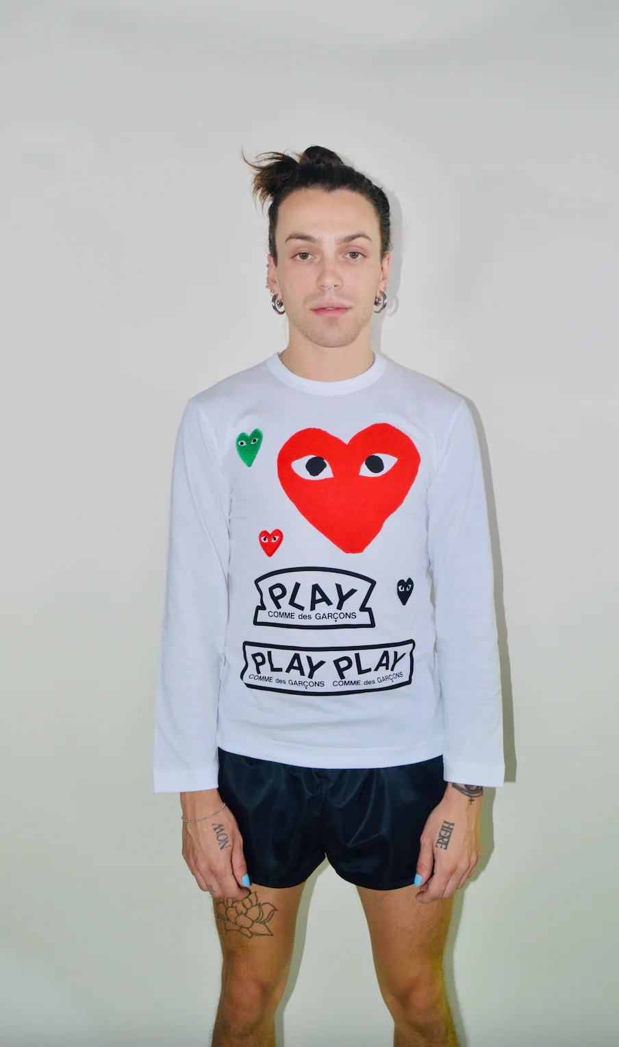 COMME des GARÇONS PLAY Red Heart WHITE LONG SLEEVE T-SHIRT - Image 7