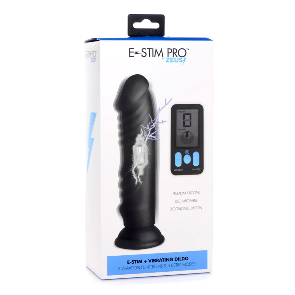 E-Stim Pro Silicone Vibrating 8" Dildo w/ Remote by Zeus - Image 2