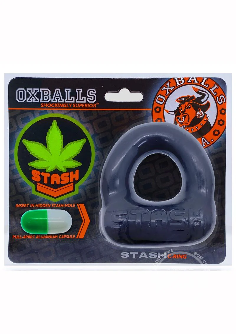 Oxballs Stash Cock Ring With Aluminum Capsule Insert - Black - Image 2