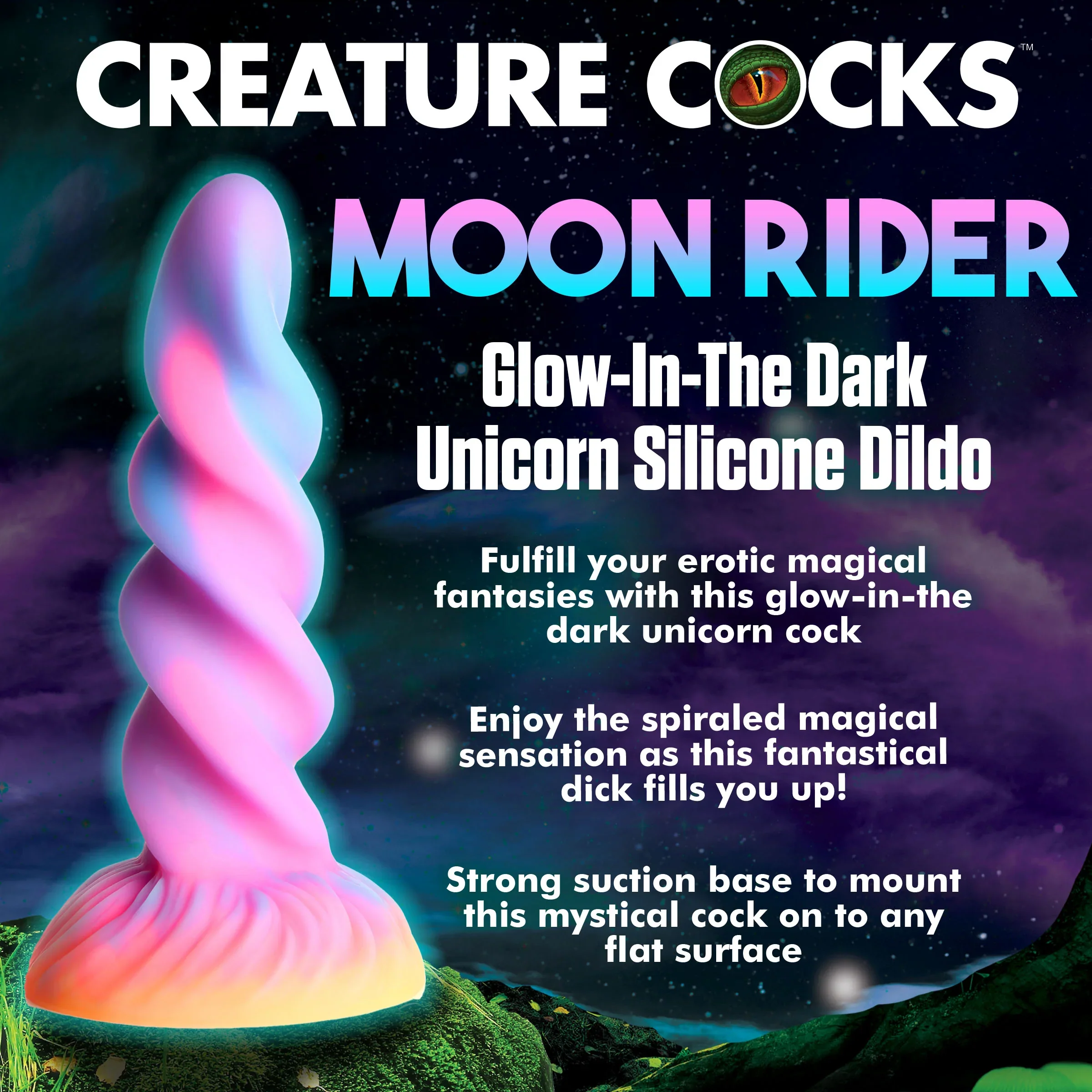 Creature Cocks Moon Rider Glow-In-The-Dark Unicorn Dildo - Image 4