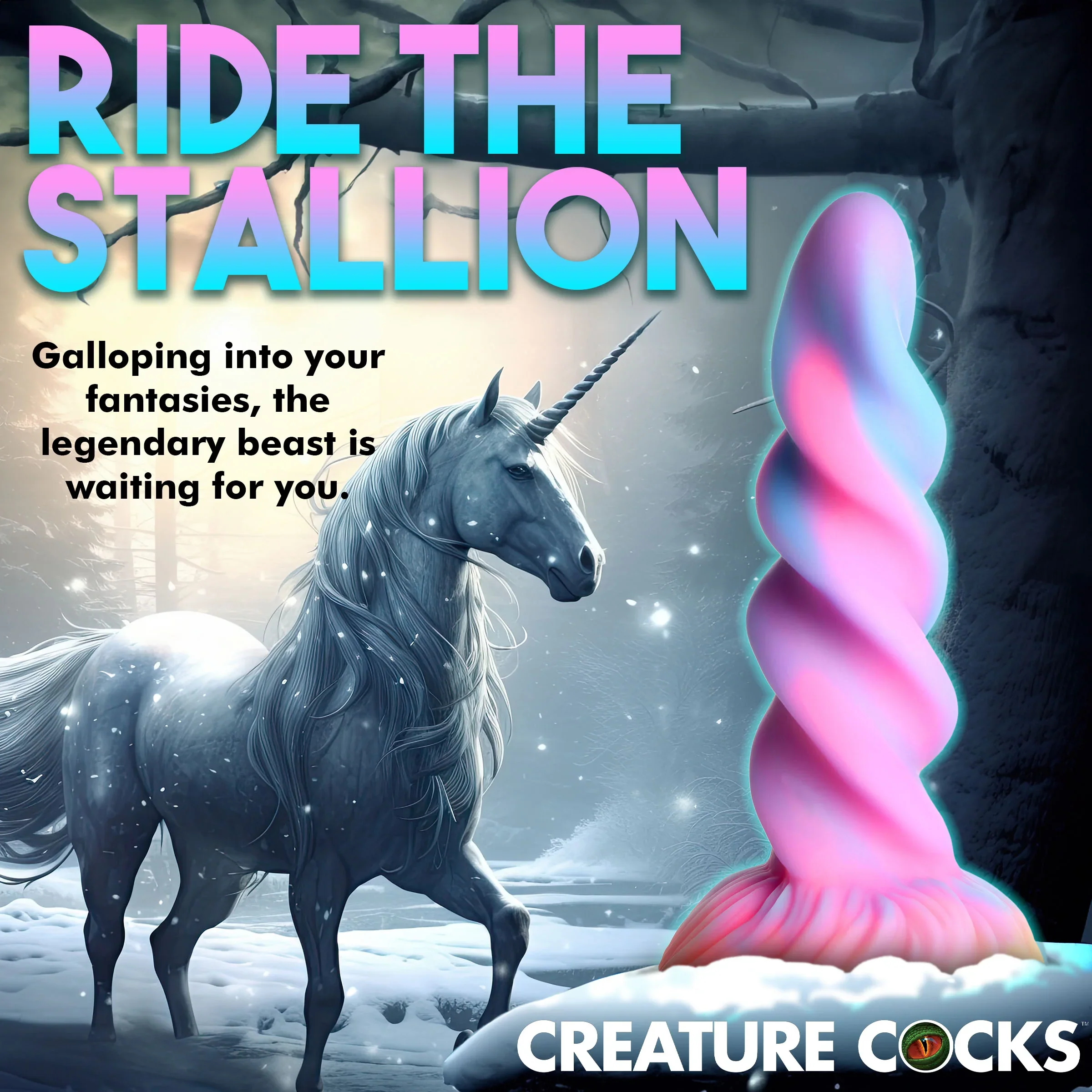 Creature Cocks Moon Rider Glow-In-The-Dark Unicorn Dildo - Image 9