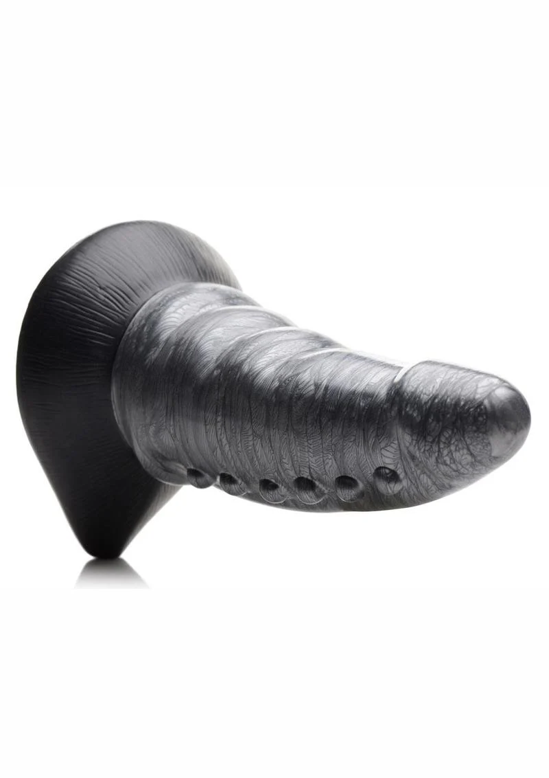 Creature Cocks Beastly Tapered Bumpy Silicone Dildo 8.25in - Silver/Black - Image 6