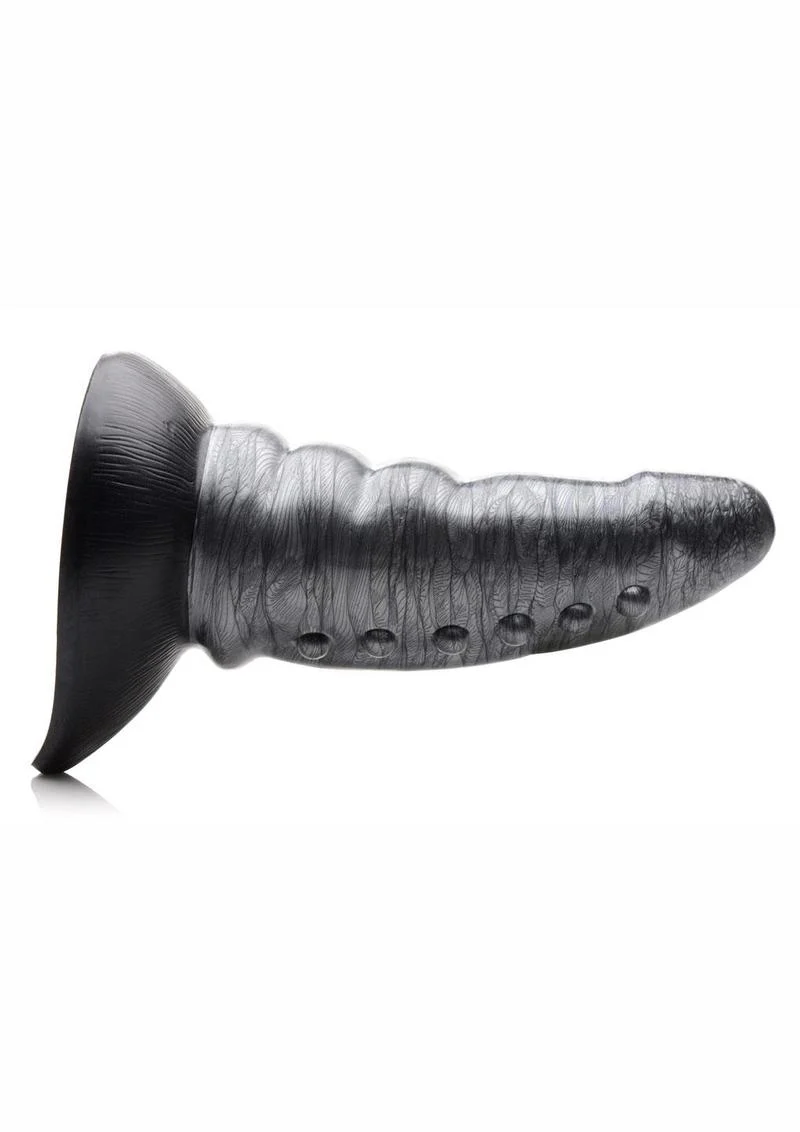 Creature Cocks Beastly Tapered Bumpy Silicone Dildo 8.25in - Silver/Black - Image 7