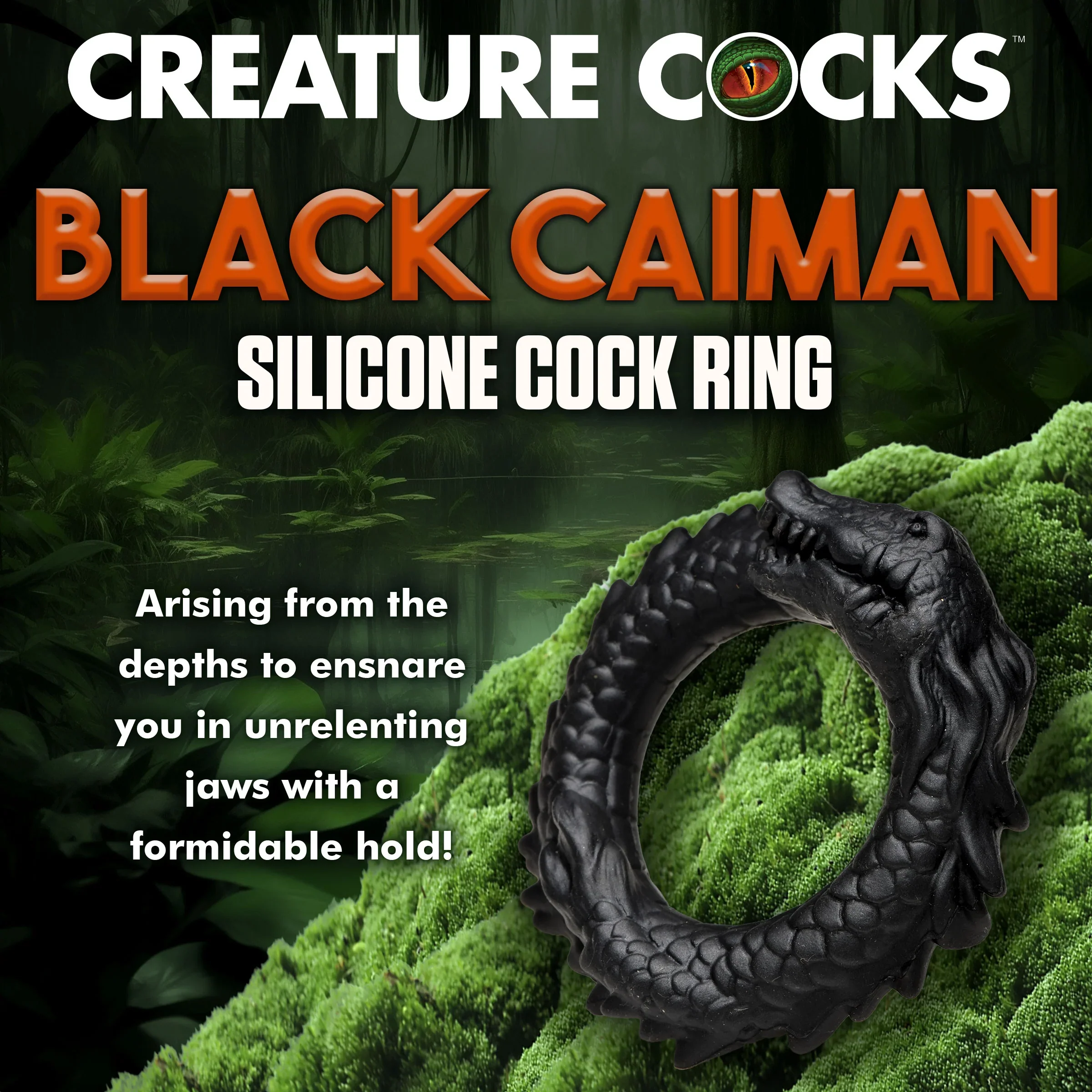 Creature Cocks Black Caiman Silicone Cock Ring - Image 3