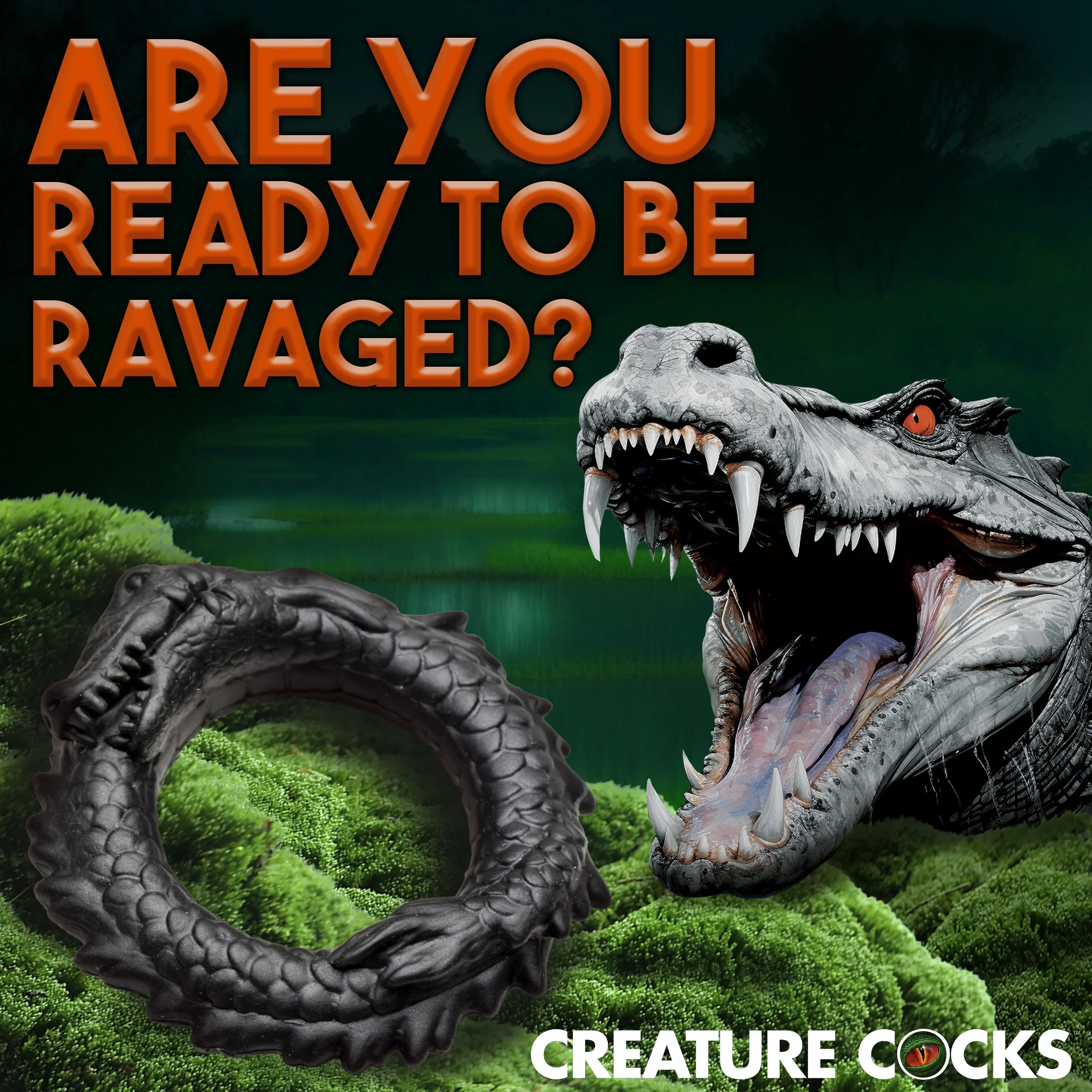 Creature Cocks Black Caiman Silicone Cock Ring - Image 4