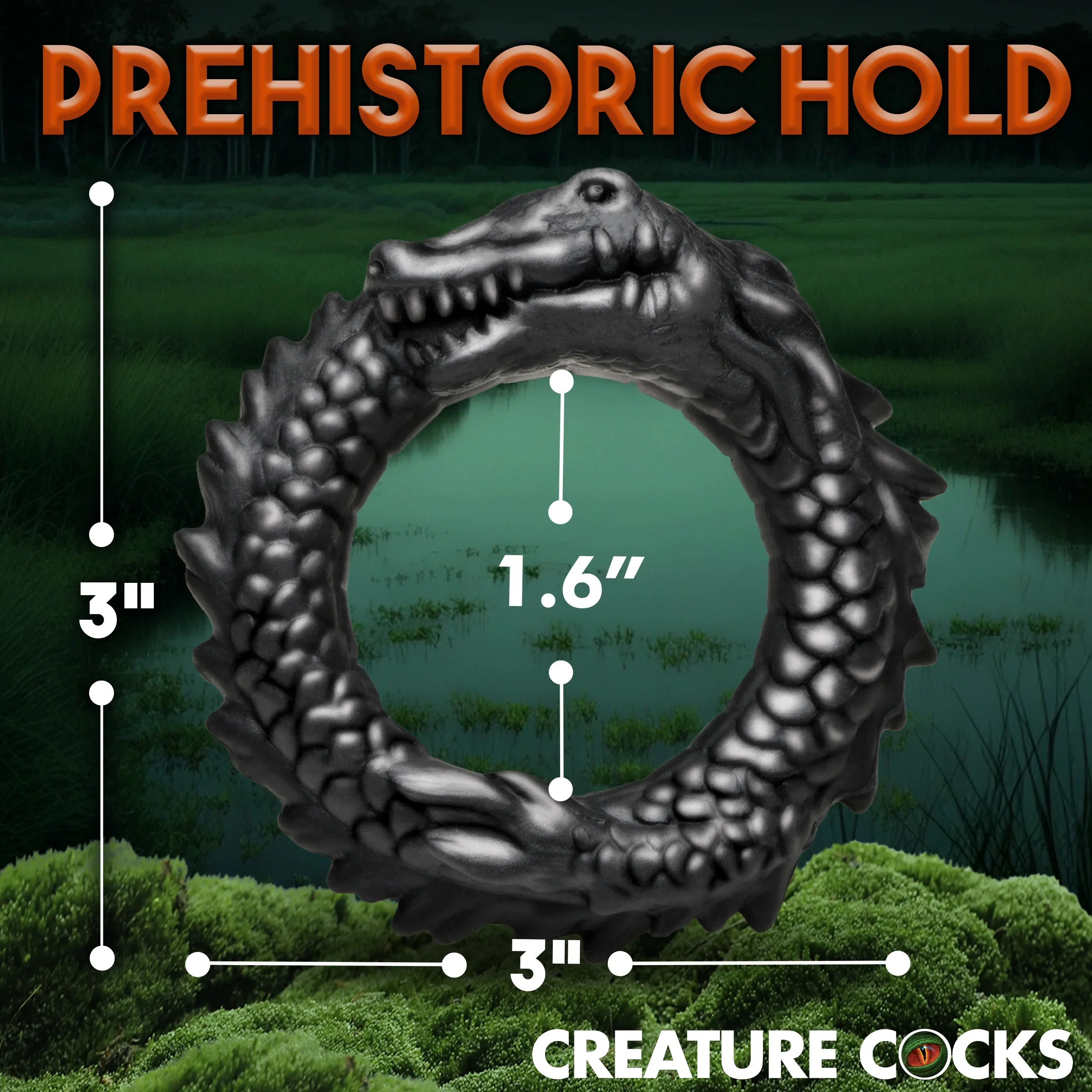 Creature Cocks Black Caiman Silicone Cock Ring - Image 5