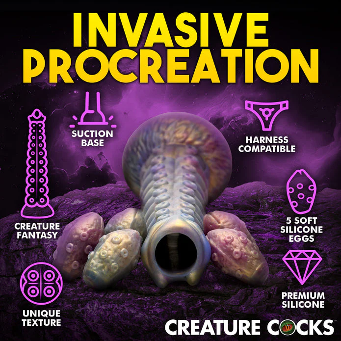 Creature Cocks Deep Invader Tentacle Ovipositor Silicone Dildo with Eggs - Image 5