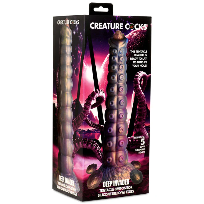 Creature Cocks Deep Invader Tentacle Ovipositor Silicone Dildo with Eggs - Image 9