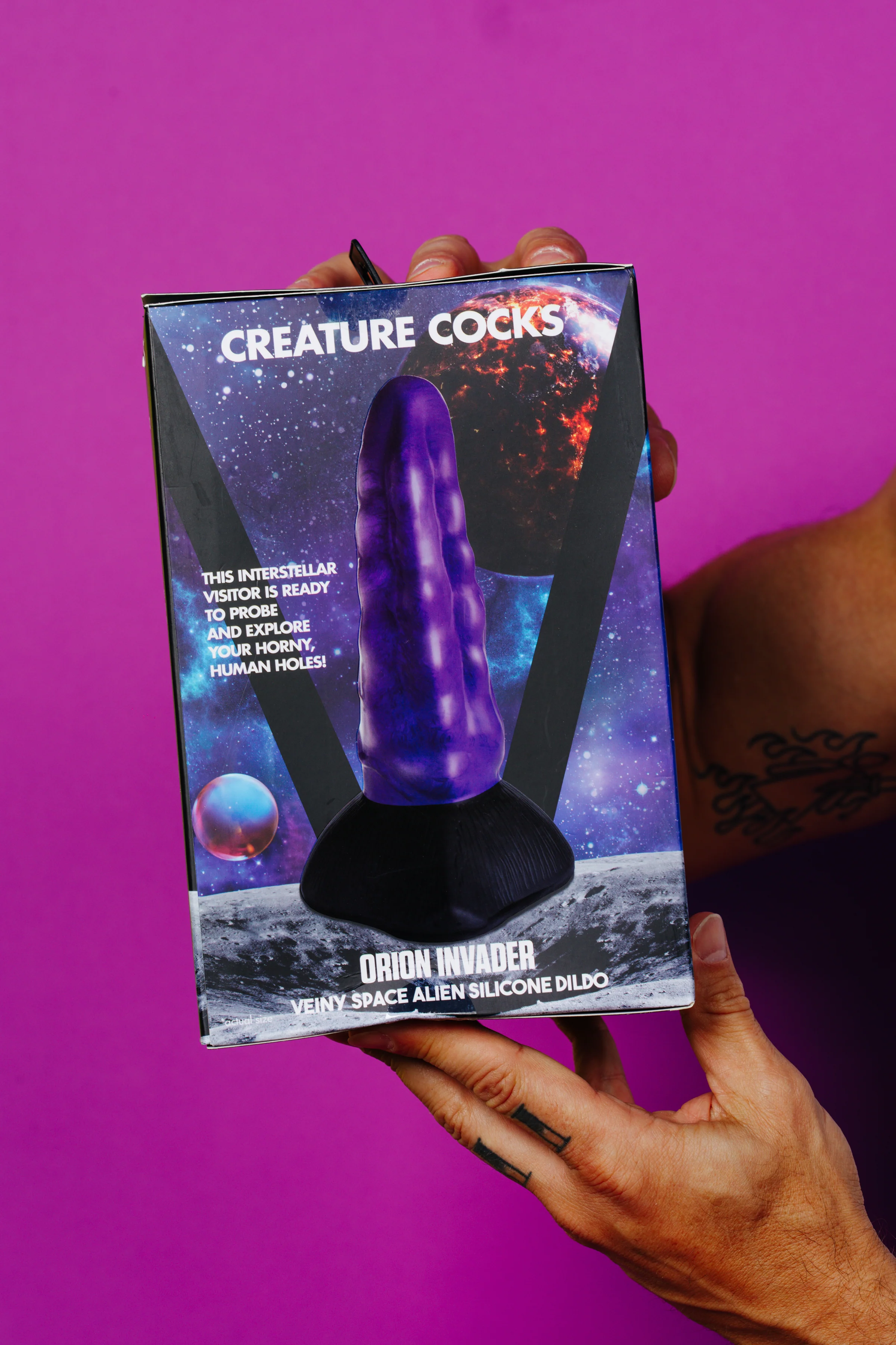 Creature Cocks Orion Invader Veiny Space Alien Silicone Dildo 7.25in - Purple - Image 2