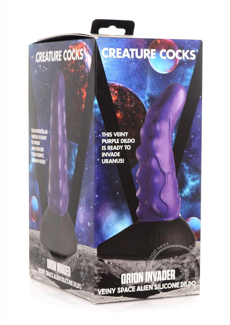 Creature Cocks Orion Invader Veiny Space Alien Silicone Dildo 7.25in - Purple - Image 4