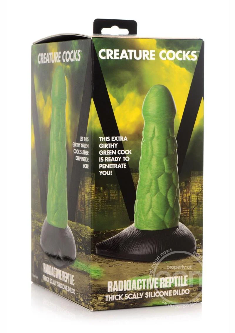 Creature Cocks Radioactive Reptile Silicone Dildo 7.5in - Green - Image 4