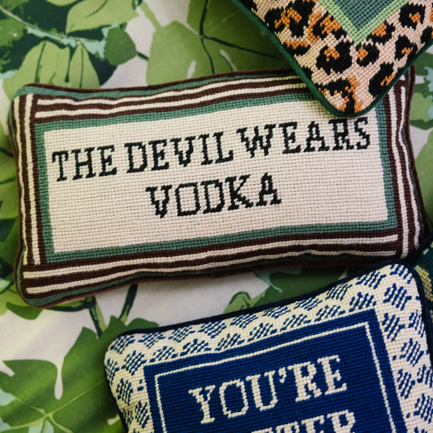 Devil Wears Vodka Needlepoint Pillow - Image 2