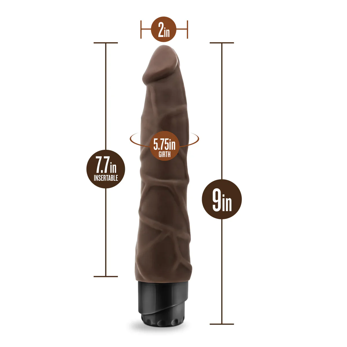 Dr. Skin Cock Vibe 1 Realistic Chocolate 9-Inch Long Vibrating Dildo - Image 2