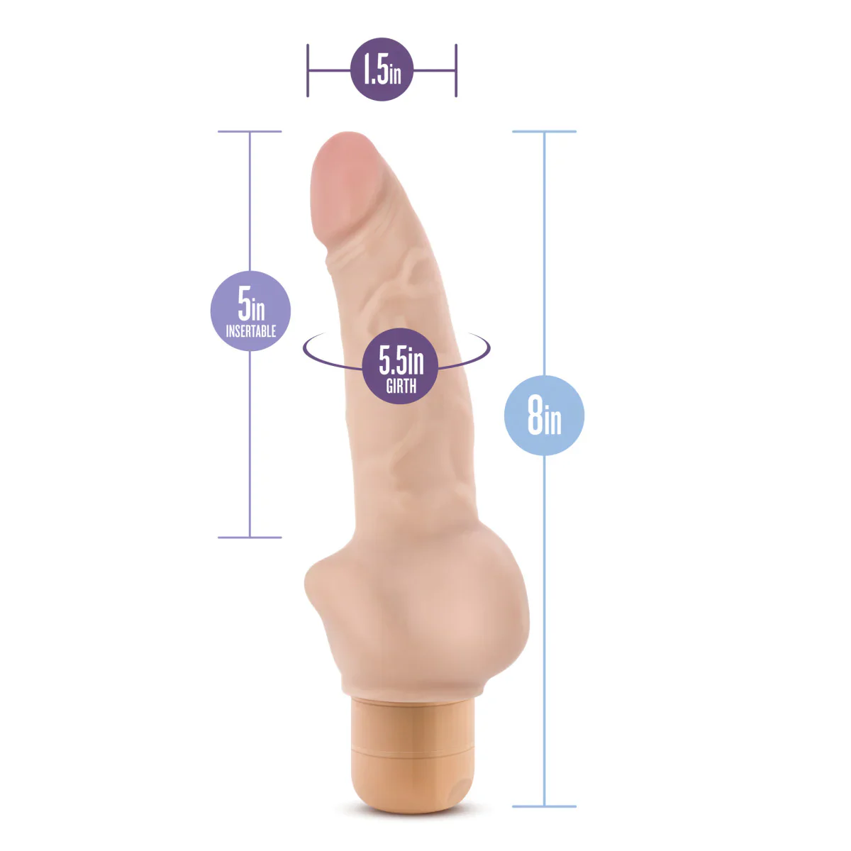 Dr. Skin Cock Vibe 12 Realistic Beige 8-Inch Long Vibrating Dildo - Image 2