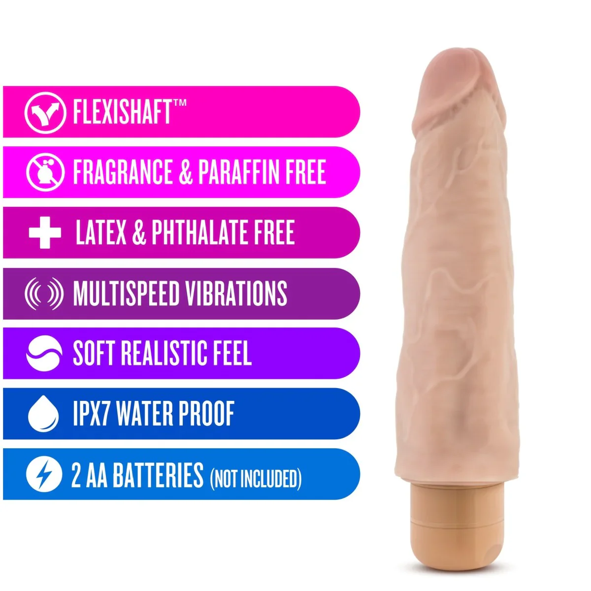 Dr. Skin Cock Vibe 14 Realistic Beige 8-Inch Long Vibrating Dildo - Image 3