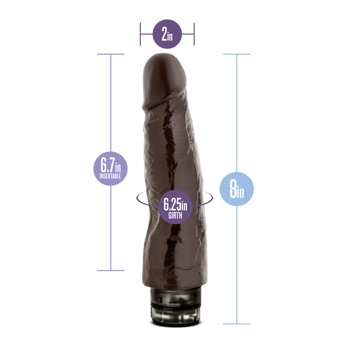 Dr. Skin Cock Vibe 14 Realistic Chocolate 8.25-Inch Long Vibrating Dildo - Image 2
