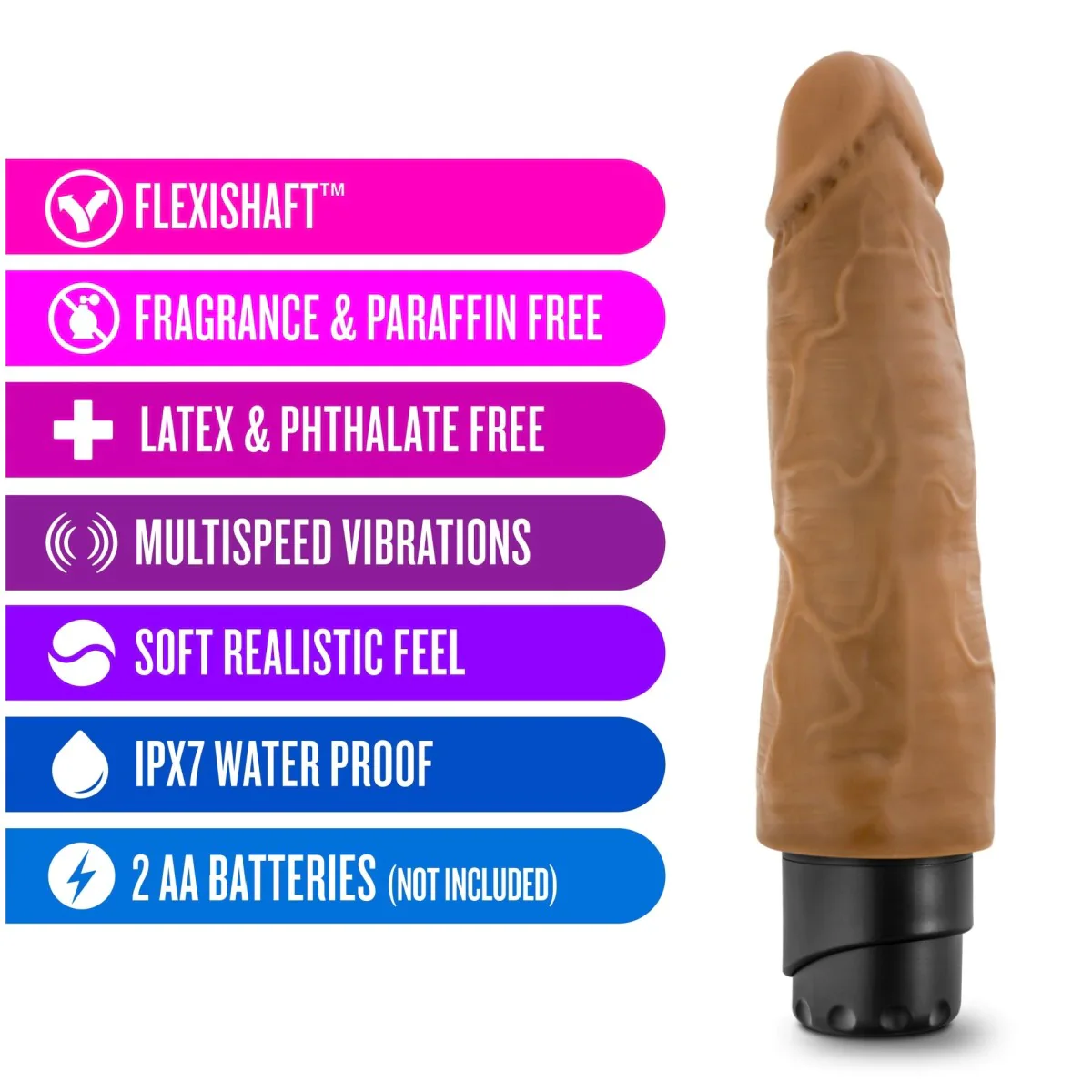 Dr. Skin Cock Vibe 14 Realistic Mocha 8-Inch Long Vibrating Dildo - Image 3