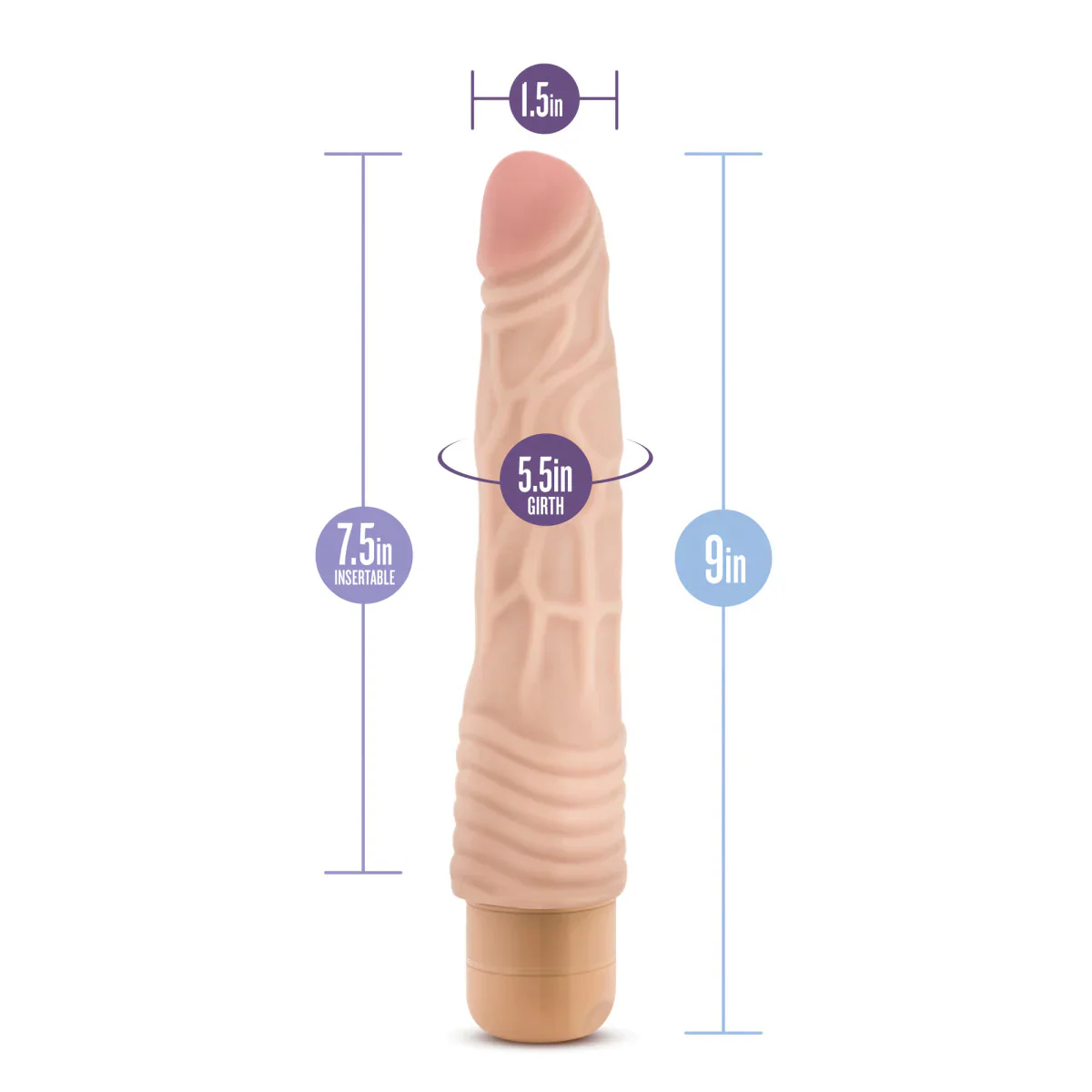 Dr. Skin Cock Vibe 2 Realistic Beige 9-Inch Long Vibrating Dildo - Image 2