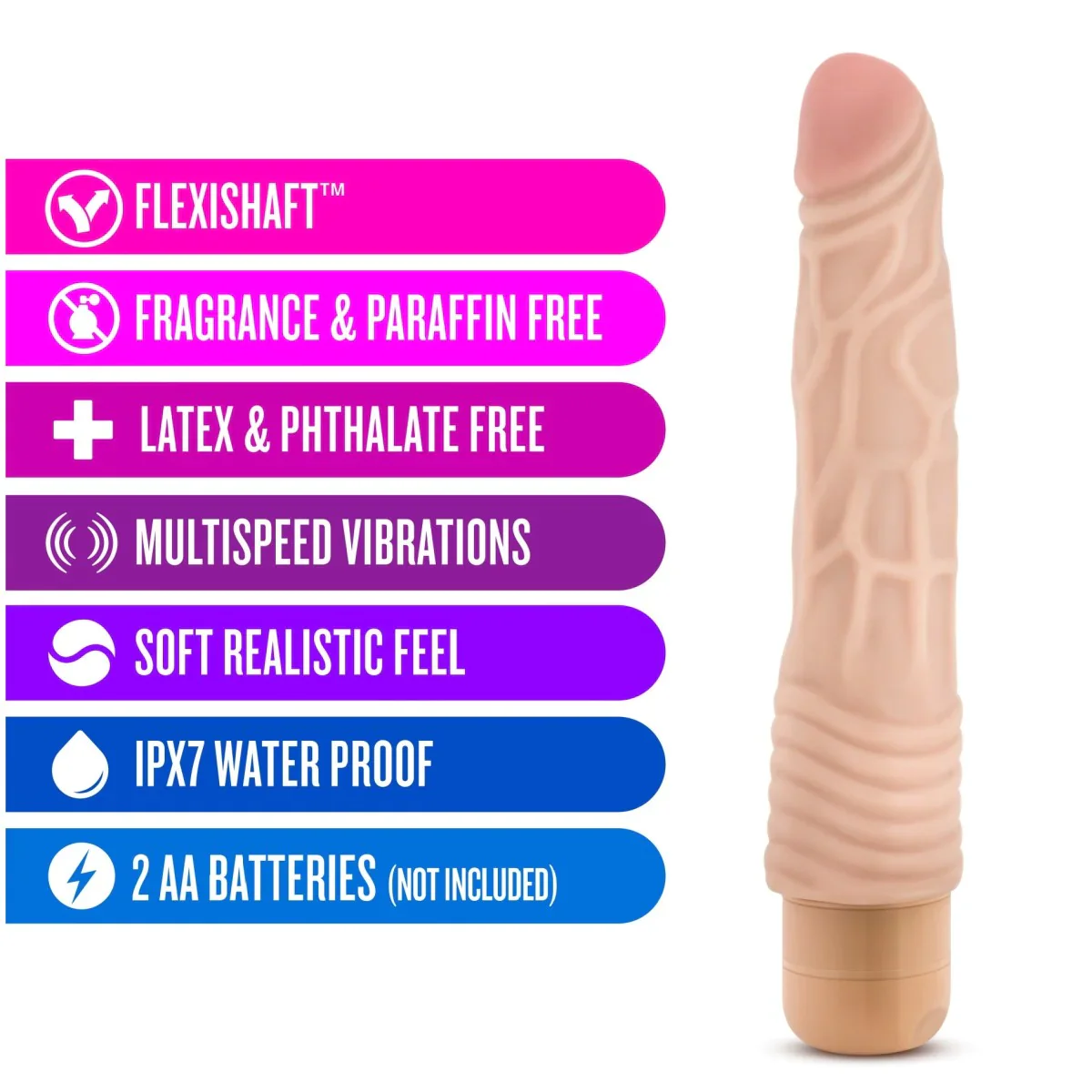 Dr. Skin Cock Vibe 2 Realistic Beige 9-Inch Long Vibrating Dildo - Image 3