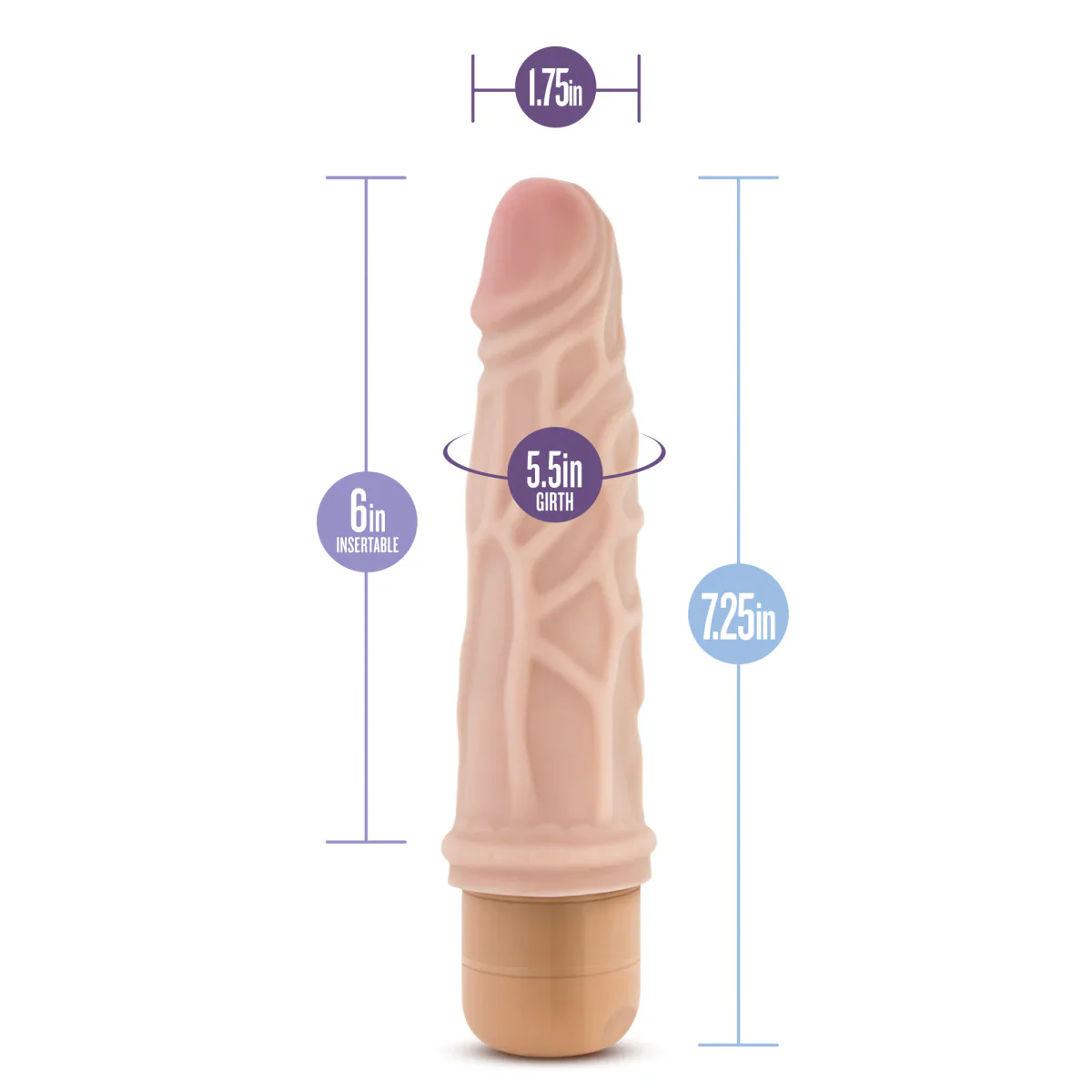 Dr. Skin Cock Vibe 3 Realistic Beige 7.25-Inch Long Vibrating Dildo - Image 2