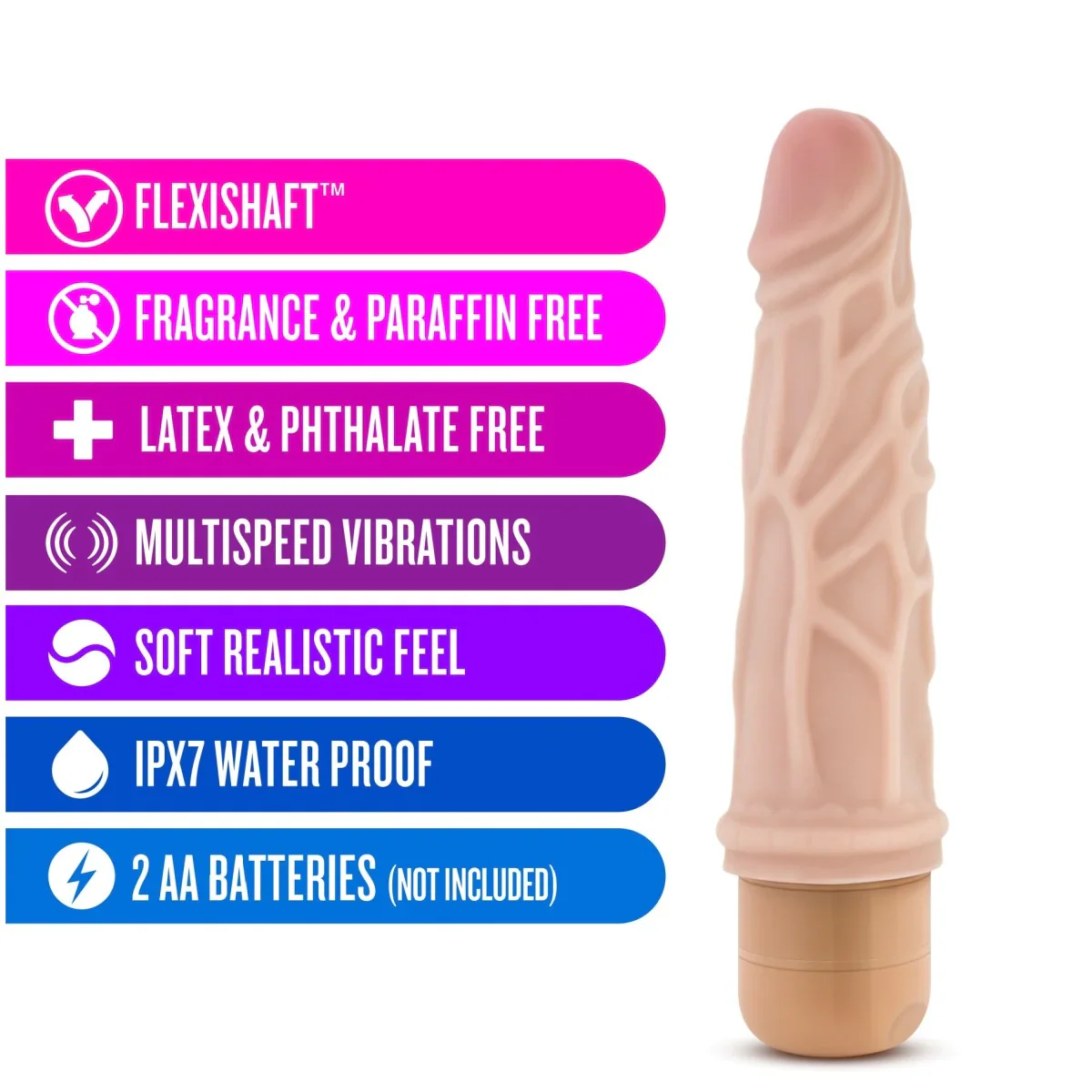 Dr. Skin Cock Vibe 3 Realistic Beige 7.25-Inch Long Vibrating Dildo - Image 3