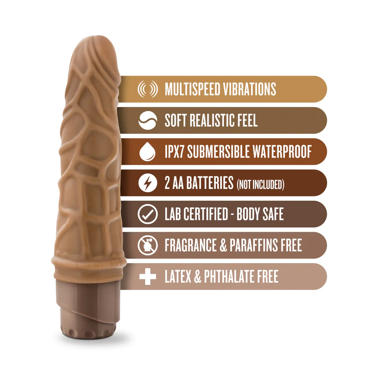Dr. Skin Cock Vibe 3 Realistic Mocha 7.25-Inch Long Vibrating Dildo - Image 2