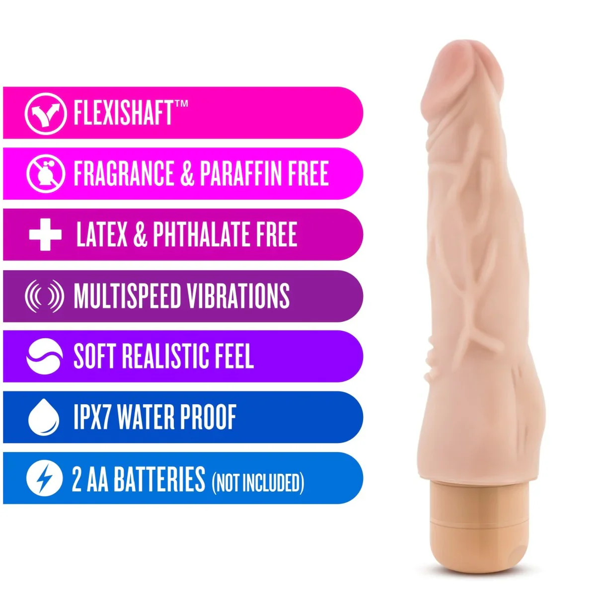 Dr. Skin Cock Vibe 4 Realistic Beige 8-Inch Long Vibrating Dildo - Image 3