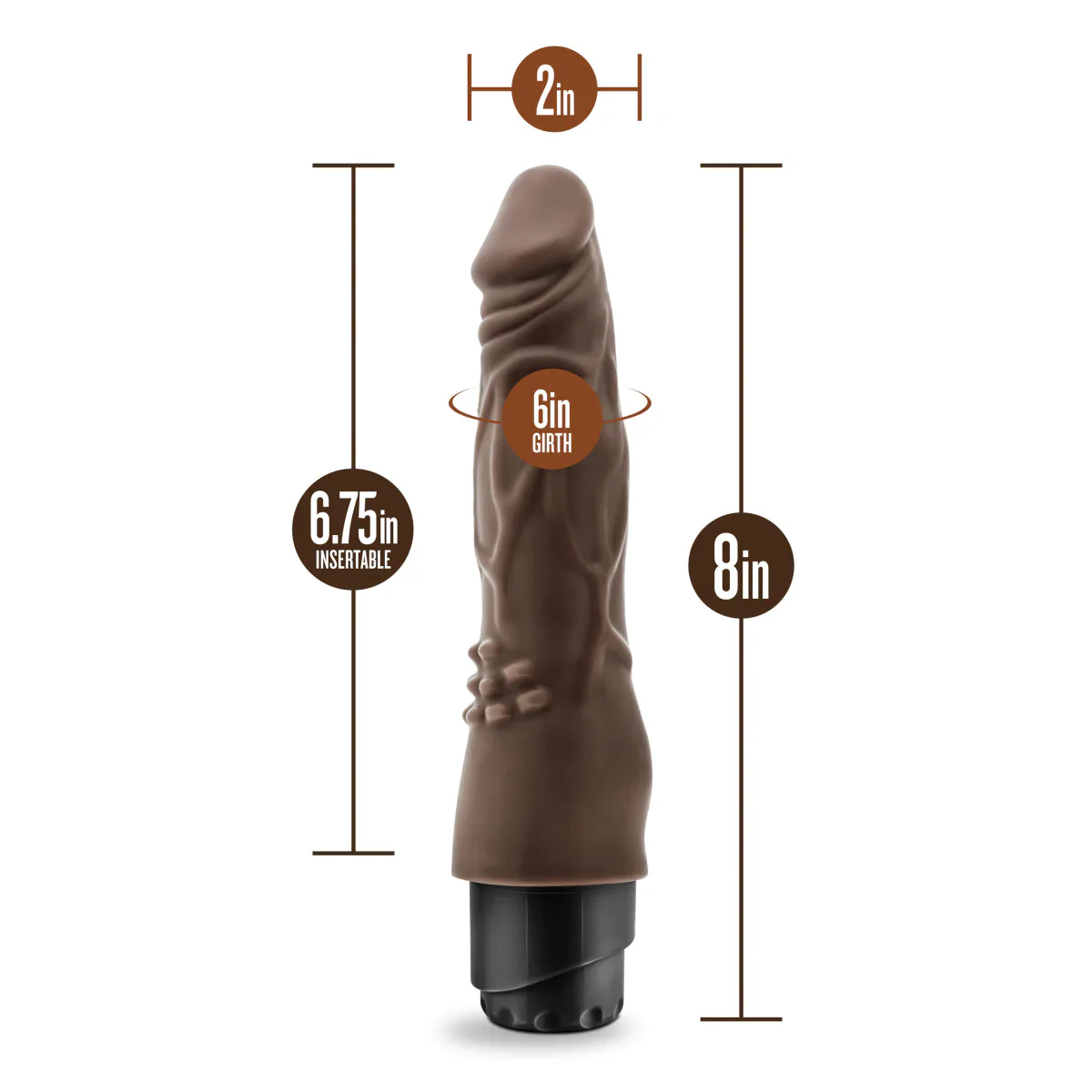 Dr. Skin Cock Vibe 4 Realistic Chocolate 8-Inch Long Vibrating Dildo - Image 2