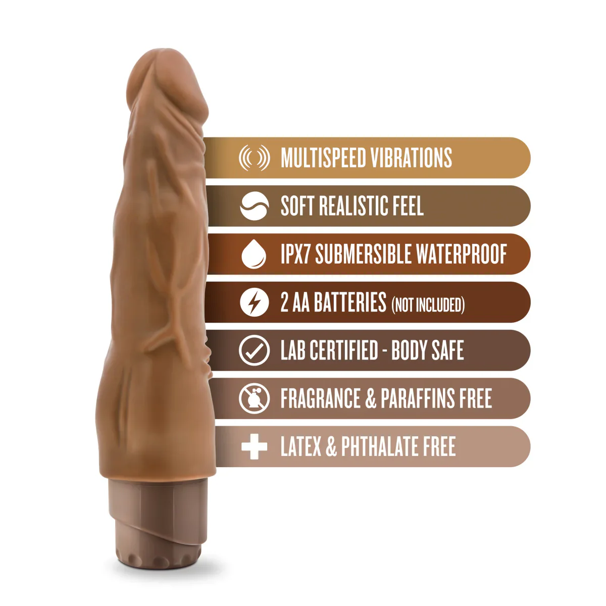 Dr. Skin Cock Vibe 4 Realistic Mocha 8-Inch Long Vibrating Dildo - Image 3