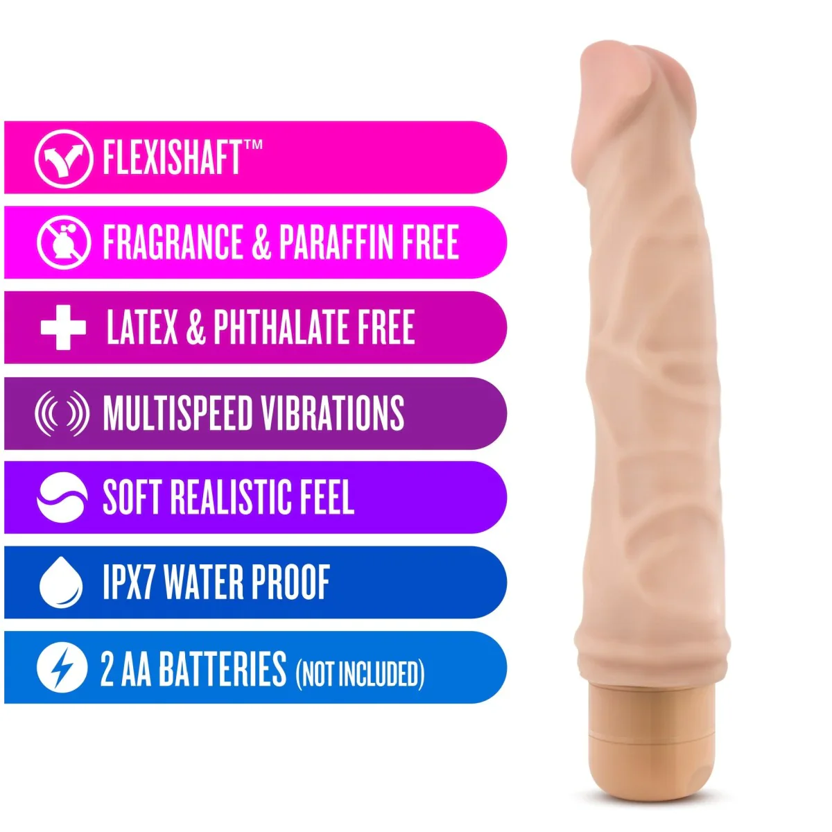 Dr. Skin Cock Vibe 6 Realistic Beige 9-Inch Long Vibrating Dildo - Image 3