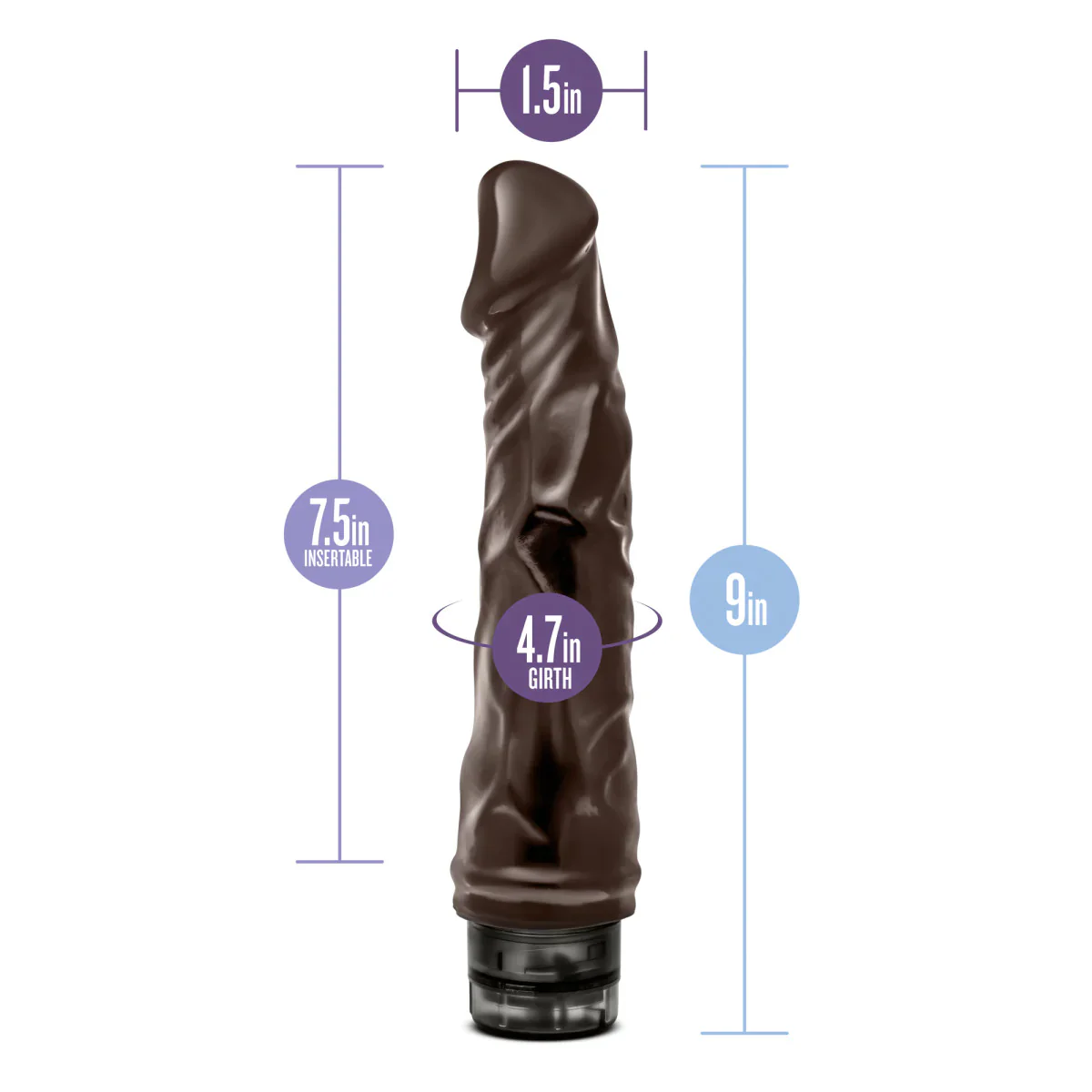 Dr. Skin Cock Vibe 6 Realistic Chocolate 9-Inch Long Vibrating Dildo - Image 2