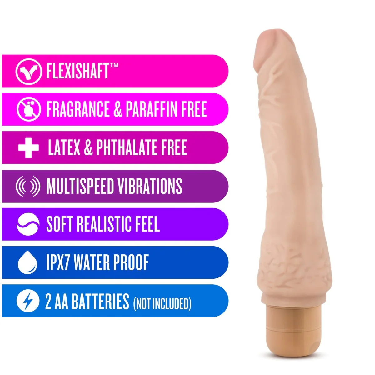 Dr. Skin Cock Vibe 7 Realistic Beige 8.5-Inch Long Vibrating Dildo - Image 3