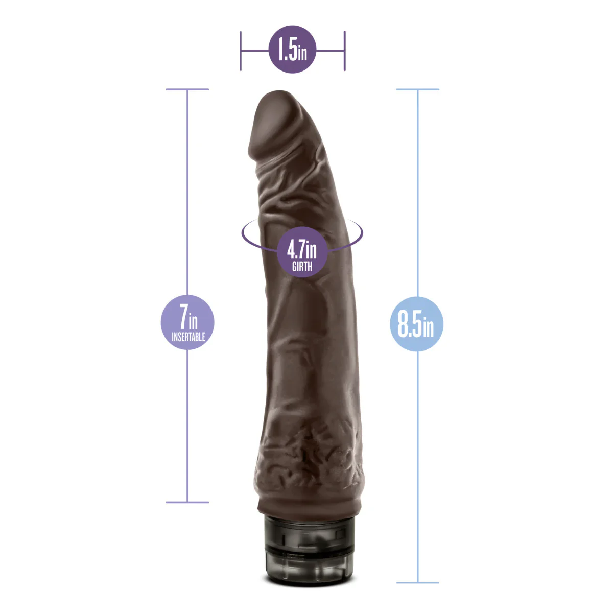 Dr. Skin Cock Vibe 7 Realistic Chocolate 8.5-Inch Long Vibrating Dildo - Image 2