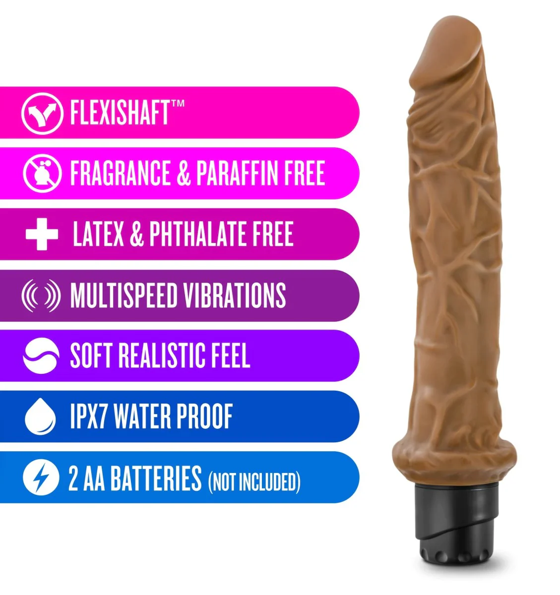 Dr. Skin Cock Vibe 8 Realistic Mocha 9.75-Inch Long Vibrating Dildo - Image 3